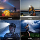 BORUIT RJ-3000 Rechargeabe LED Headlamp Super Bright with Red Light, 3 Modes Super Bright USB Head Lamp IPX4 Waterproof Headlight for Adults USB Outdoor Fishing Camping
