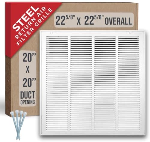 Fits 20x20 Duct Opening | Steel Return Air Filter Grille by Handua [Removable Door] for 1-inch Filters | Vent Cover Grill | White | HVAC Cold Air Intake Grille | Out Dim: 22 5/8"W X 22 5/8"H
