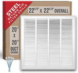 Fits 20x20 Duct Opening | Steel Return Air Filter Grille by Handua [Removable Door] for 1-inch Filters | Vent Cover Grill | White | HVAC Cold Air Intake Grille | Out Dim: 22 5/8"W X 22 5/8"H
