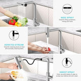 Brushed Nickel Single Hole Kitchen Faucets with Pull Down Sprayer, Single Handle, High Flow Water, Pull Out Tap, Stainless Steel Sink Faucet, Suitable for Farmhouse Camper Laundry Rv Bar