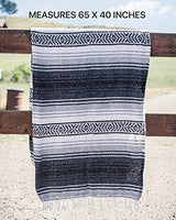 Benevolence LA Authentic Handwoven Mexican Blanket | Yoga Blankets, Outdoor, Picnic, Beach, Camping | Equestrian Saddle | Serape 50x70 inches - Gray, Pack of 1