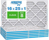 Aerostar 16x25x1 MERV 8 - 6 Count - High Efficiency Pleated HVAC, Furnace & Air Conditioner Filters - Removes Dust, Lint, Mold & Allergy-Causing Pollen