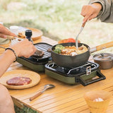 Naturehike 2 Burner Folding Camping Stove with Griddle, Portable Camp Isobutane Gas Stove with 16000 BTU Adjustable Burners & Piezo Ignition