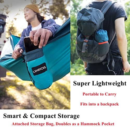 Camping Hammock Double & Single Portable Hammocks Ultralight Nylon Parachute Hammocks with 2 Tree Straps for Backpacking, Travel, Beach, Backyard, Camping, Hiking (Medium, Camouflage)
