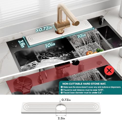 Diatomite Sink Protector for Kitchen Sink - 20 Inch Durable Sink Faucet Mat Splash Guard, Super Absorbent Sponge Holder for Kitchen Sink Accessories Gadgets [Light Grey, 20'' x 3.9'']