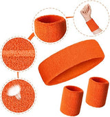 Bememo 6 Pcs Neon Sports Sweatbands Set Paris Sports Competitions Sweatbands 2 Headband 4 Wristbands Breathable Terry Cloth Athletic Bands for Basketball Tennis Costumes Cosplay