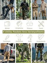 Men's Camo Cargo Work Pants Ripstop Lightweight Wild Army Military BDU Outdoor Trousers with 8 Pocktets (No Belt)