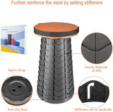 Boreeman Upgraded Folding Stool Lightweight Yet More Sturdy with Load Capacity 400lbs Portable Collapsible Stool for Camping Fishing Hiking BBQ (Orange)