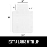 GORILLA GRIP Slip Resistant Office Chair Mat for Carpet Floors, Smooth Glide Under Desk Carpeted Floor Protector, Heavy Duty Plastic Computer Mats, Rolling Work and Gaming Chairs, 32.5x48 Lip, Clear