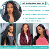 24Inch Deep Wave Lace Front Wigs Human Hair-13x4 HD Transparent Deep Wave Frontal Wigs Human Hair Glueless Curly Wigs for Women 200% Density Curly Lace Front Wigs Human Hair Pre Plucked with Baby Hair