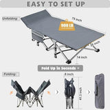 ABORON Folding Camping Cot W/Mat for Adults, Heavy Duty Outdoor Bed with Carry Bag,1200 D Layer Oxford Travel Camp Cots