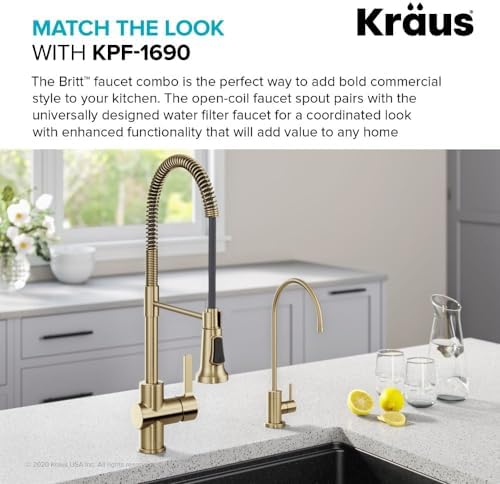 KRAUS Purita 100% Lead-Free Kitchen Water Filter Faucet in Spot Free Antique Champagne Bronze, FF-100SFACB