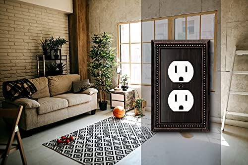 Henne Bery Sunken Pearls Heavy Duty Decorative Wall Plate Switch Plate Outlet Cover (Single Duplex, 3 Pack, Aged Bronze)