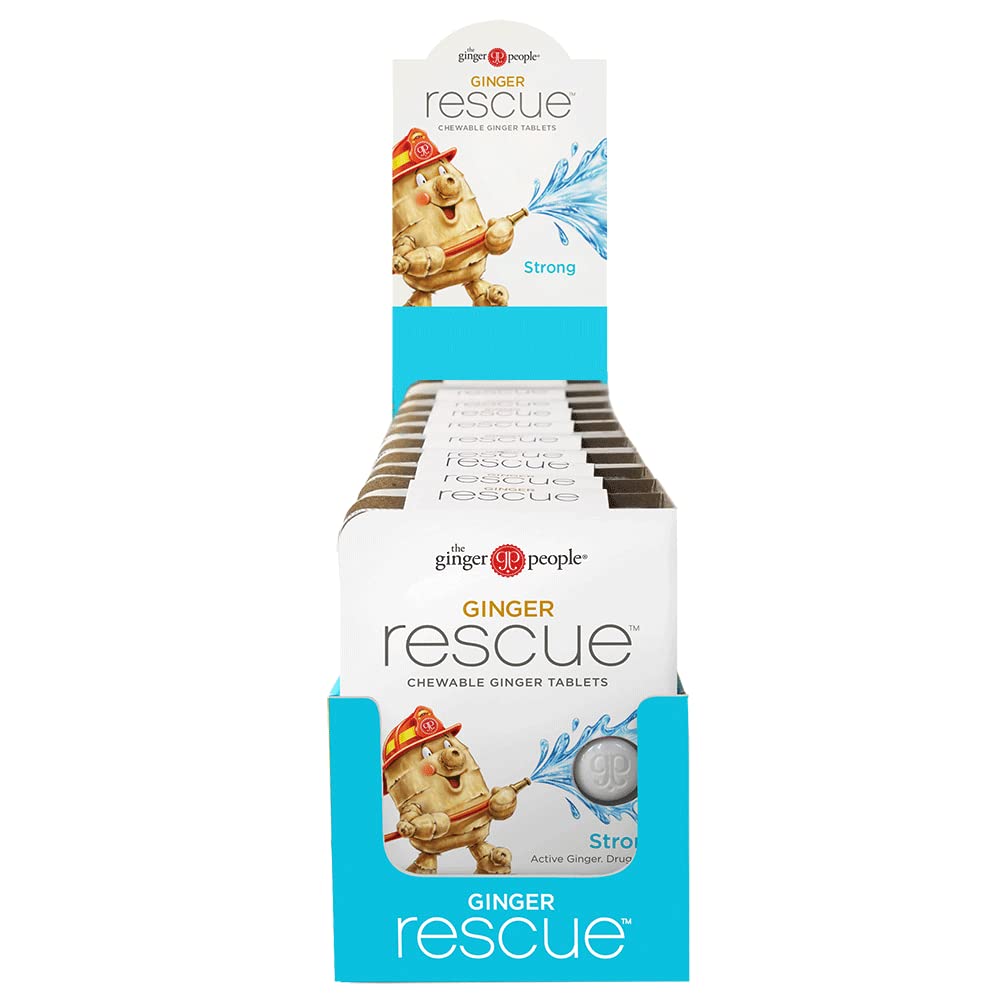The Ginger People Ginger Rescue Chewable Tablets Drug Free Digestive Health, Strong Ginger Flavor, 0.55 Oz, 240 Tablets, (Pack of 10)