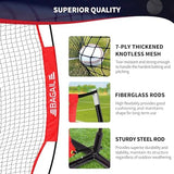BAGAIL 7x7 ft Baseball & Softball Practice Net with Bow Frame for Batting, Hitting, Pitching, Portable Baseball Throwing Net with 2 Strike Zone Batting Tee, Carry Bag, Great for All Levels