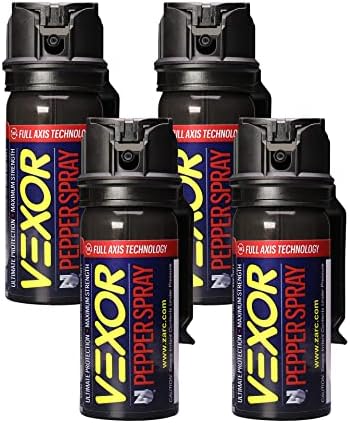 Vexor Pepper Spray Full Axis with Belt Clip for Self Defense — Maximum Police Strength, 20-Foot Range, Full Axis Capability, Flip Top Safety for Quick and Accurate Aim, Protection