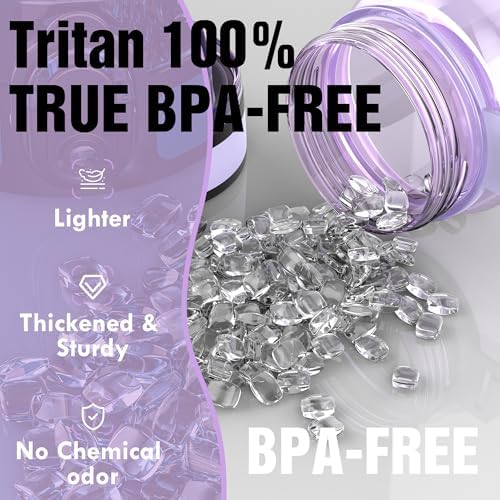 OLDLEY Water Bottle, 32oz Motivational Sports Water Bottle with Time Marker - Times to Drink - Tritan, BPA Free, Wide Mouth Leakproof,Amethyst (1 Bottle)