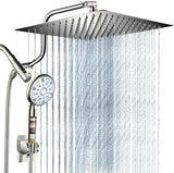 Cobbe 12 Inch All Metal 3-Way Rain Shower Head, High Pressure Shower Head, Dual Shower Heads with Handheld Spray Combo - 9 Spray Filtered Shower Head, Brushed Nickel