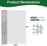 AMAGABELI GARDEN & HOME Hardware Cloth 1/2 inch 48 x 100 ft Galvanized 19 Gauge Chicken Wire Fence Welded Wire Fencing Mesh Roll Gopher Wire Rabbit Wire Snake Fence Poultry Netting Cage Screen JW008