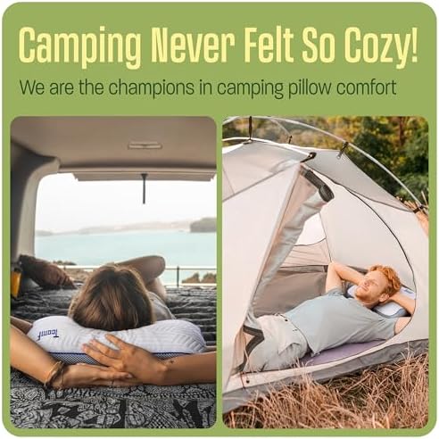 Camping Pillow: Dual Cover, Memory Foam Travel Pillow, Medium Firm Camp Pillow, Camping Pillows for Sleeping, 5 Layers for Support, Small Travel Pillow,Small Portable Pillow 10x16 Inches (White)