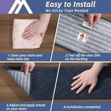 COSY HOMEER Edging Stair Treads Non-Slip Carpet Mat 28inX9in Indoor Stair Runners for Wooden Steps, Edging Stair Rugs for Kids and Dogs, 100% Polyester TPE Backing (15pc, Navy)