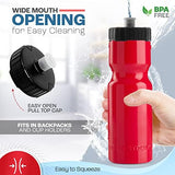 50 Strong Sports Water Bottles – Reusable 22 oz BPA-Free Plastic Bottles with Pull Top Cap – Made in USA – Top Rack Dishwasher Safe – Fits Most Bike Cages Brand