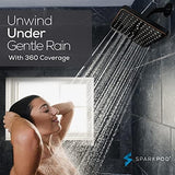 SparkPod Shower Head - High Pressure Rain - Premium Quality Luxury Design - 1-Min Install - Easy Clean Adjustable Replacement for Your Bathroom Shower Heads (Vintage Oil Rubbed Bronze, 8 Inch Square)