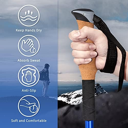 Aihoye Trekking and Walking Poles - 2 Pack Adjustable Collapsible Lightweight Sticks - Strong Aluminum7075, Quick Flip-Lock Mechanism and Comfortable Cork Grips