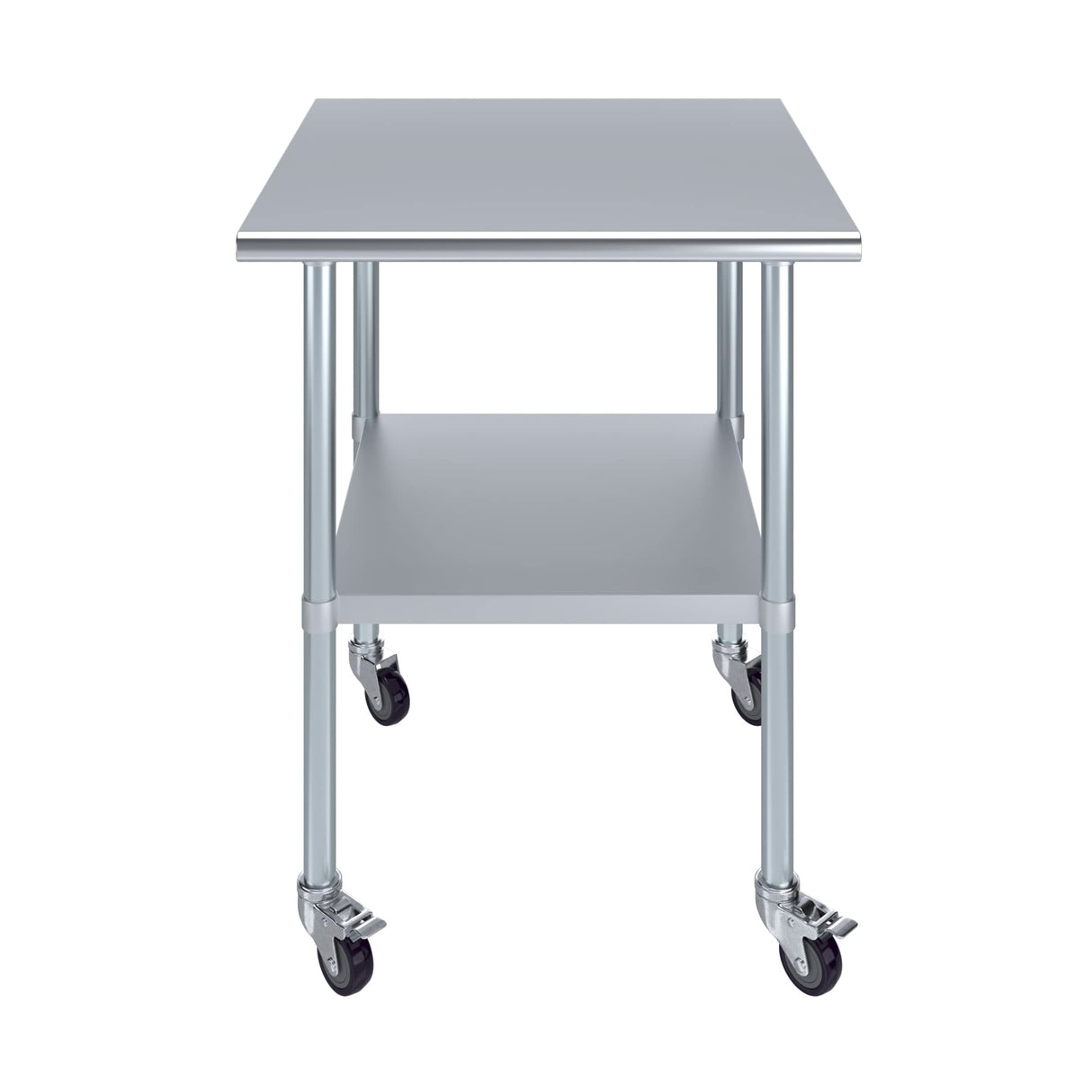 AmGood 30 in. x 30 in. Stainless Steel Work Table with Wheels | Metal Kitchen Food Prep Table | NSF