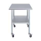 AmGood 30 in. x 30 in. Stainless Steel Work Table with Wheels | Metal Kitchen Food Prep Table | NSF