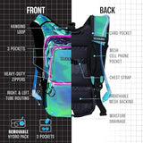 Sojourner Hydration Pack, Hydration Backpack - Water Backpack with 2l Hydration Bladder, Festival Essential - Rave Hydration Pack Hydropack Hydro for Hiking, Running, Biking, Festival Gear