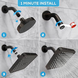 SparkPod Shower Head - High Pressure Rain - Premium Quality Luxury Design - 1-Min Install - Easy Clean Adjustable Replacement for Your Bathroom Shower Heads (Vintage Oil Rubbed Bronze, 6 Inch Square)