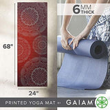 Gaiam Yoga Mat - Premium 6mm Print Extra Thick Non Slip Exercise & Fitness Mat for All Types of Yoga, Pilates & Floor Workouts (68"L x 24"W x 6mm Thick)
