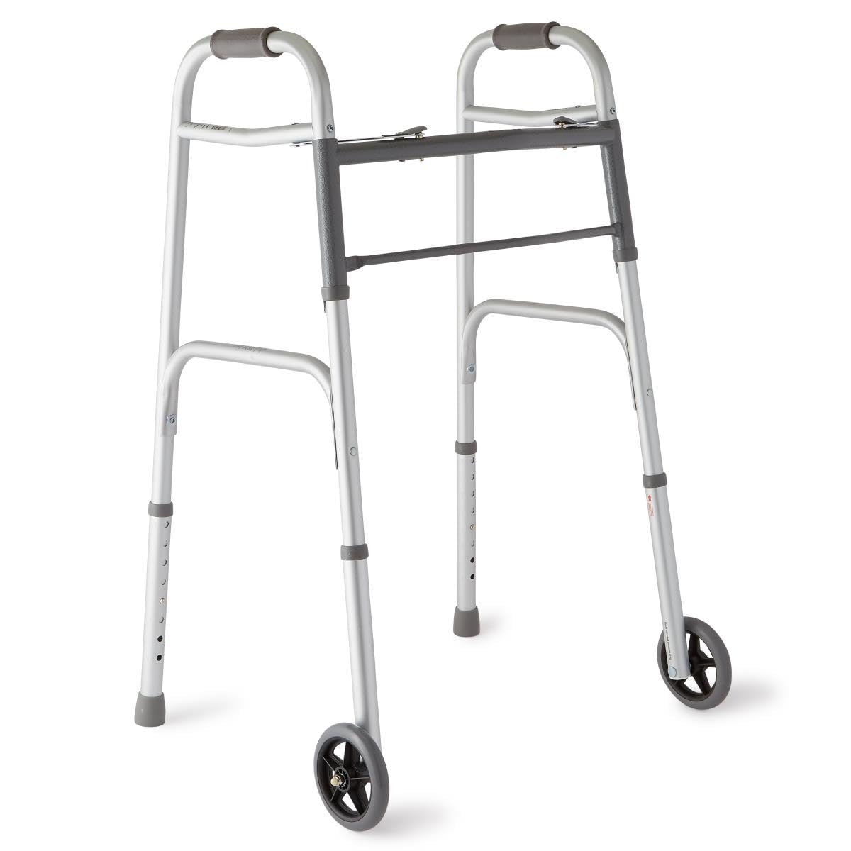 Dr. Dunley Lightweight Aluminum Walker with 5" Wheels, FSA/HSA Eligible, Easy Push-Button Mechanism