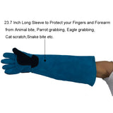 Animal Handing Gloves Bite Proof 23.7 Inch Kevlar Reinforced Multipurpose Pet Leather Glove Padding Dog,Cat Scratch,Bird Handling Falcon Gloves Grabbing,Reptile Squirrel Snake Bite
