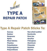 TEAR-AID Fabric Repair Kit, Type A Clear Patch for Canvas, Fiberglass, Leather, Polyester, Nylon & More, Gold Box, 2 Pack