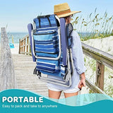 LEMBERI Backpack Beach Chairs for Adults,1/2 Pack Folding Heavy Duty Camping Chair with Large Pockets and Cup Holder,Adjustable high Beach Lounge Chairs with Towel Rack for Outdoor,Travel (2, Blue)