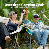 Oversized Camping Chair for Adults – Heavy Duty Folding Chair with Cup Holders, Storage Pocket & Carry Bag – Outdoor Padded Camp Chair for Camping, Backyard, Fishing & Sports – Supports 400lbs