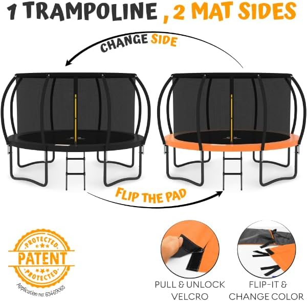 JUMPZYLLA Trampoline Outdoor 8FT 10FT 12FT 14FT 15FT 16FT with Enclosure and Ladder, ASTM Approved Recreational Trampoline for Kids and Adults, Anti-Rust Coated Frame