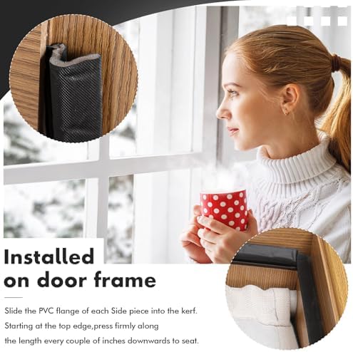 BBTO Weather Stripping Door Seal Strip Kerf Soundproof Strip V-Shaped Q Foam Weather Stripping Exterior Door Frame for Summer Windows Large Gap Seal and Easy Installation(40 Feet,Black)