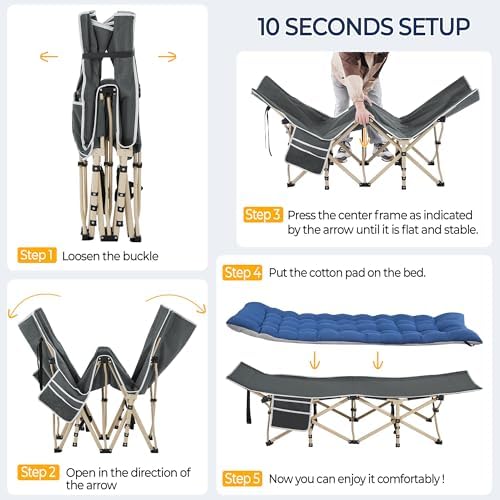 Yaheetech Folding Camping Cot Portable Outdoor Bed for Adults w/Mat & Storage Bag & Carry Bag, Heavy Duty Cots for Outdoor Travel & Office/Home Nap