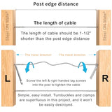 Steel DN Mate 100 Pack T316 Stainless Steel Right&Left Handed Thread Swage Lag Screws for Wood Post of 1/8" Steel Cable Railing Kit, Cable Railing Hardware, DIY Deck Railings, Wrench Include, DM50