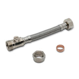 Flexible Hose with Isolation Vancoco Short 15mm x 1/2inch Flexi with Isolation 150mm Long Reeds Pipe Tap Connector Hose