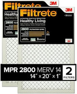 Filtrete 14x20x1 Air Filter, MPR 2800, MERV 14, Healthy Living Ultrafine Particle Reduction 3-Month Pleated 1-Inch Air Filters, 2 Filters