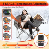 Slendor Heated Camping Chair Oversized, Portable Heated Chair Outdoor Sports with Backrest, High Back, Pillow, 3 Heat Levels, Folding Lawn Patio Lounge Chair, Supports 440 lbs