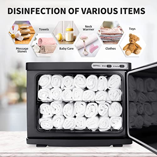 DEPFALL Hot Towel Warmer, Professional 23L Large Capacity Hot Towel Cabinet, 2-in-1 Spa Towel Warmers for Facials, Barber, Salon, Esthetician, Upgrade Fast Heating Aluminum Interior, Black