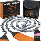 Pocket Chainsaw for Camping - 36 Inch Heavy Duty Steel Hand Chainsaw - 48 Teeth Pocket Saw - 65Mn Hand Chain Saw with Handles - Handy Camping Gear - Bushcraft Survival Gear and Supplies
