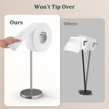 Brushed Nickel Toilet Paper Holder Stand, Freestanding Toilet Paper Holder for Bathroom, 304 Stainless Steel Rustproof Tissue Roll Holder Storage for 4 Rolls(Fits All Rolls) by Evolvegoods