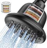 Cobbe Filtered Shower Head, 7 Modes High Pressure Shower Heads - 16 Stage Shower Head Filter for Hard Water for Remove Chlorine and Harmful Substances (Midnight Black Matte, 5 Inch Round)