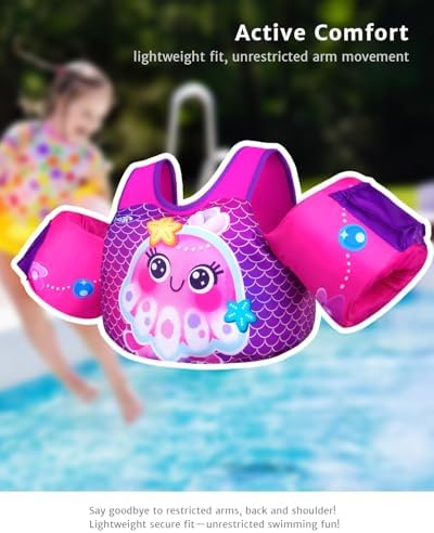 Toddler Swim Vest for 1-3-5,6,7,8,9 Years Old, Puddle Pool Floats Kids Jumper 20-30-50-60-70 Pounds, Swimming Arm Floaties with Shoulder Harness Arm Wings for Swimmies, Toddlers, Boys, Girls